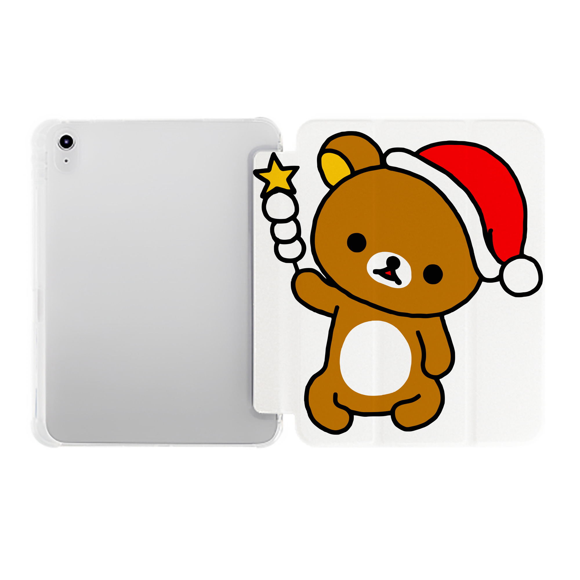 （画像用） リラックマ リラックマ キイロイトリ Rilakkuma Korilakkuma Kiiroitori IPad ケース ペン収納付き 三つ折りスタンド PUレザー×シリコン 対応機種9.5/10.5/10.9インチ
